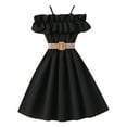thumbnail image 1 of Curuila Toddler Girls Summer Dresses Solid Color Off Shoulder Neck Sleeveless Comfortable Dress Clothes Size 8-9 Years Black, 1 of 4