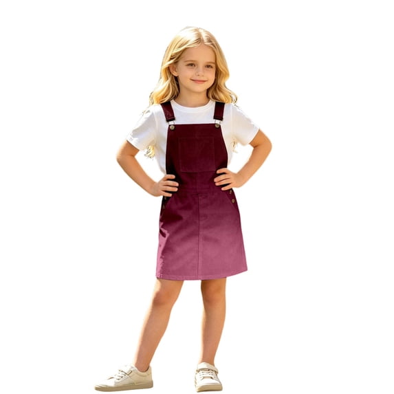 Curuila Toddler Girls Suspender Dress With Pocket Gradient Square Neck Sleeveless Summer Soft Comfortable Dresses Red1 Size 4-5 Years