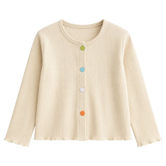 Curuila Toddler Girls T Shirts Long Sleeve Solid Color Crew Neck Button Down Tops For Girls Spring Autumn Comfort Clothes Size 2-3 Years