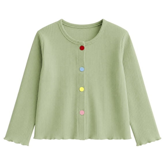 Curuila Toddler Girls T Shirts Long Sleeve Solid Color Crew Neck Button Down Tops For Girls Spring Autumn Comfort Clothes Size 6-12 Months