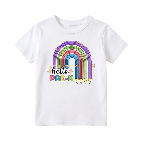 Curuila Toddler Girls T Shirts Short Sleeve Graphic Print Crew Neck Tops For Girls Loose Fit Soft Tee Size 8-9 Years