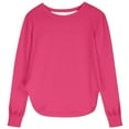 thumbnail image 1 of Curuila Toddler Girls Top Long Sleeve Solid Color Crew Neck Tee Slim Fit Breathable Soft Versatile Shirt Hot Pink Size 13-14 Years, 1 of 4