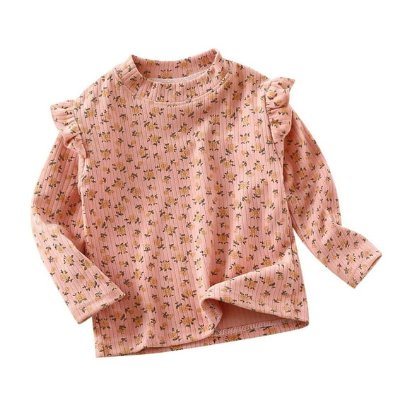 Curuila Toddler Girls Tops Floral Print Long Flying Sleeve Crew Neck Autumn Winter T Shirt Pk3 Size 10-11 Years