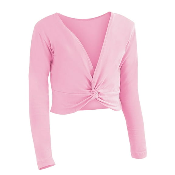 Curuila Toddler Girls Tops Long Sleeve Warm Solid Color V-Neck Autumn Winter Dance Sweater Pink Size 3-4 Years