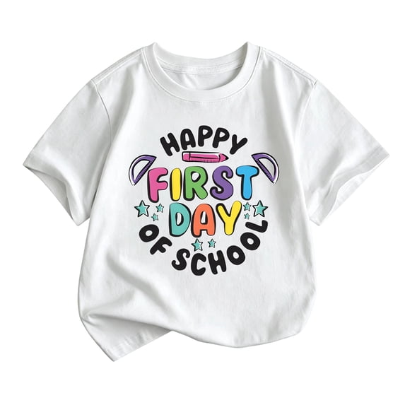 Curuila Toddler Girls Tshirts Short Sleeve Letter Print Crew Neck Tops For Girls Everyday Wear Comfort Back To School Clothes Size 10-11 Years