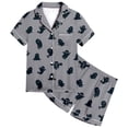 thumbnail image 1 of Curuila Toddler Girls Halloween Pajamas Set Short Sleeve Hallowmas Ghost Print Lapel Button Down Pjs Tops With Shorts For Party Comfort Homewear Grey Size 12-13 Years, 1 of 4
