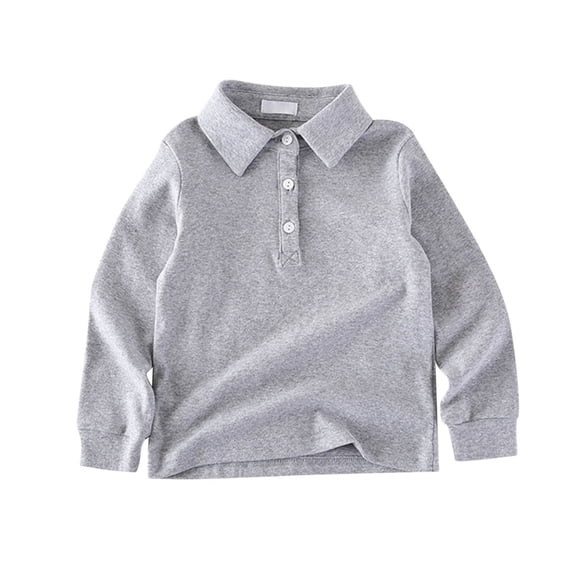 Curuila Toddler Infant Tops Casual Long Sleeve Solid Color Lapel Shirt Tops Kids Clothes For Boys Girls Spring Fall Grey Size 6-7 Years