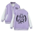 thumbnail image 1 of Curuila Toddler Kids Girls Cardigan Coat Long Sleeve Letter Print Crew Neck Baseball Jacket For Girls Autumn Winter Casual Outerwear Size 4-5 Years, 1 of 5