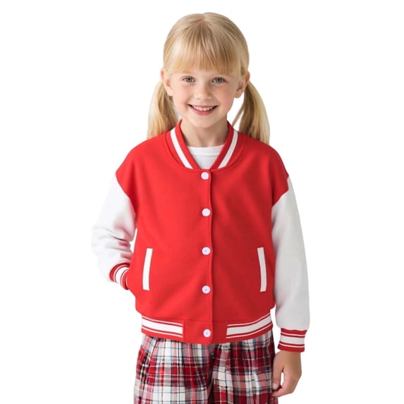 Curuila Toddler Kids Girls Coat Long Sleeve Color Block Crew Neck Baseball Jacket For Girls Spring Autumn Fashion Outerwear Size 18-24 Months