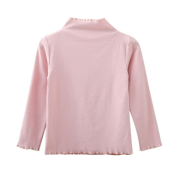 Curuila Toddler Kids Girls T Shirt Long Sleeve Casual Basic Tees High Neck Solid Color Comfortable Shirt Tops Size 3-4 Years Pink