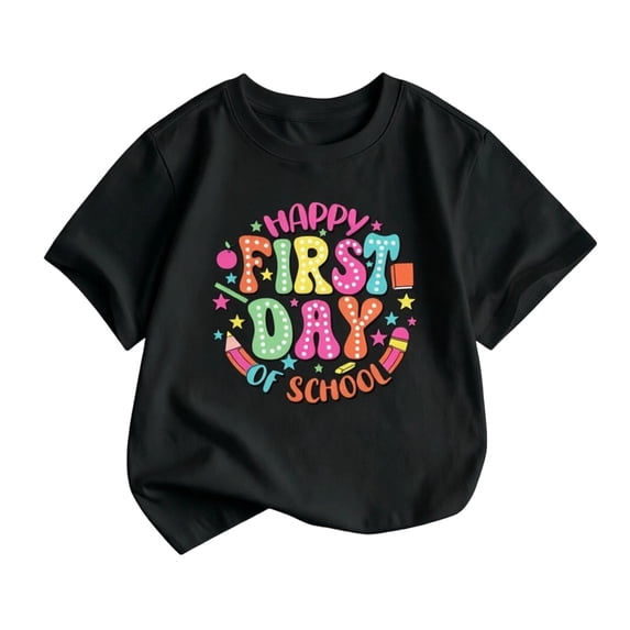 Curuila Toddler Kids Girls Tshirts Short Sleeve Letter Print Crew Neck Tops For Girls Loose Fit Fashionable Tee Size 12-13 Years