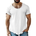 thumbnail image 1 of Curuila Tops For Men Solid Color Crew Neck Short Sleeve Breathable Fashion Comfort Tee White Size 2Xl, 1 of 4