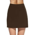 thumbnail image 1 of Curuila Women Casual Short Skirt With Built In Shorts Fashion Solid Color High Waist Half Skirt Brown Size L, 1 of 3