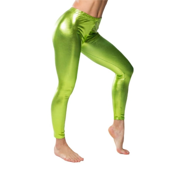Curuila Women Leather Pant Leggings Stretch Slim Fit Long Sweatpants Solid Color Fashion Trousers Green Size Xl