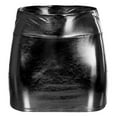 thumbnail image 1 of Curuila Women Leather Short Skirt Fashion Solid Color Comfort Half Skirt Black Size L, 1 of 2