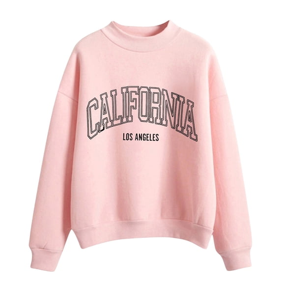 Curuila Women Sweatshirt Letter Print Long Sleeved Crew Neck Soft Warm Casual Autumn Winter Pullover Rd2 Size S