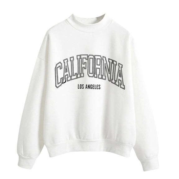 Curuila Women Sweatshirt Letter Print Long Sleeved Crew Neck Soft Warm Casual Autumn Winter Pullover Wh2 Size 2Xl