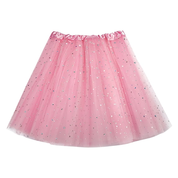 Curuila Womens Mesh Skirts Solid Color Sequin Elastic Waistband Elegant Mini Skirts For Women One Size