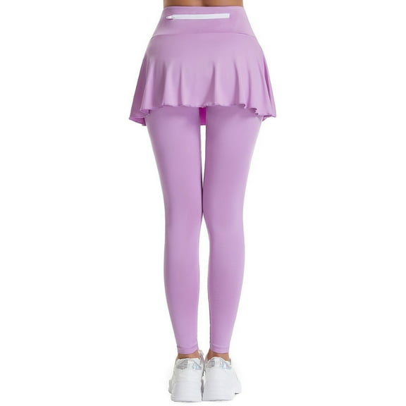 Curuila Womens Pleated Skirt Pants Leggings High Waist Solid Color Slim Fit Fashion Long Sweatpants Sport Trousers Purple Size L