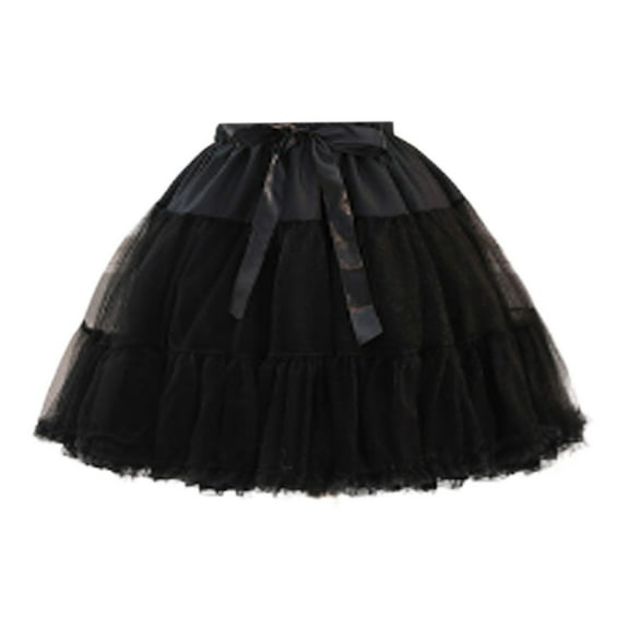 Curuila Womens Short Skirt Solid Color Casual Comfortable Ballet Underskirt Black Size M