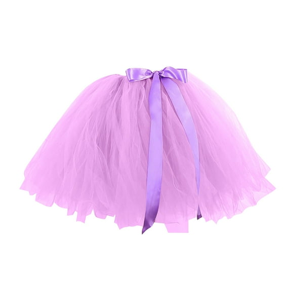 Curuila Womens Short Skirt Solid Color Casual Comfortable Ballet Underskirt Clear Size M