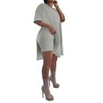 thumbnail image 1 of Curuila Womens Two Piece Set Short Sleeve Solid Color Crew Neck Loose Shirts Shorts Breathable Soft Outfit Set Grey Size 2Xl, 1 of 4