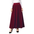 thumbnail image 1 of Curuila Womens Velvet Skirts Solid Color Elastic Waistband Fashionable A Line Long Skirts For Women Size 5Xl, 1 of 9