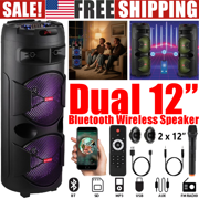 Curuk Dual 12 Wireless Portable Party Bluetooth Speaker PA Sound System TWS W/ Mic