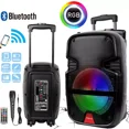 thumbnail image 1 of Curuk Portable Bluetooth Portable Speaker 8" Woofer PA System w/ Mic RC LED Handle Wheels, 1 of 10