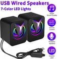 thumbnail image 1 of Curuk Wired 2.0 Channel Computer Speakers, RGB LED Mini USB Wired PC Speakers HIFI Stereo Bass for Computer Laptop Desktop, 1 of 13