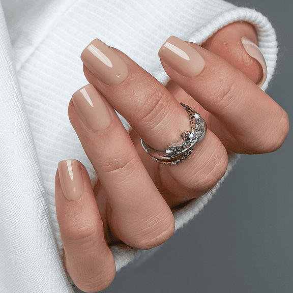CurvLife Bare Bloom Press-On Nails - 30PCS, Squoval, Easy Apply, Non-Toxic & Reusable