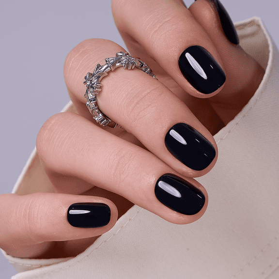 CurvLife Dark Silky Shine Press-On Nails - 30PCS, Oval, Easy Apply, Non-Toxic & Reusable