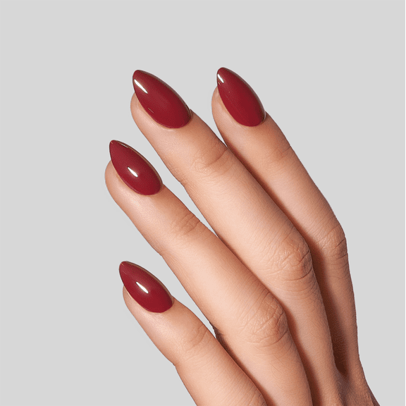 CurvLife Deep Rouge Press-On Nails - 30PCS, Almond, Easy Apply, Non-Toxic & Reusable
