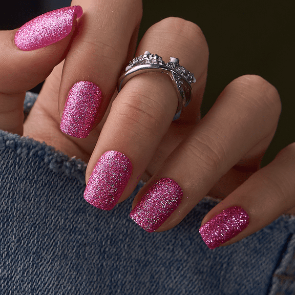 CurvLife Designers Pick Glitter Pop Press-On Nails - 30PCS, Squoval, Easy Apply, Non-Toxic & Reusable