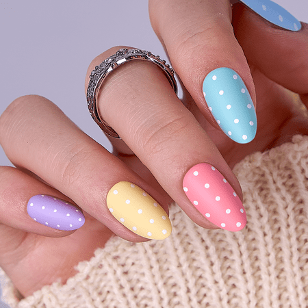 CurvLife Egg Bloom Press-On Nails - 30PCS, Almond, Easy Apply, Non-Toxic & Reusable