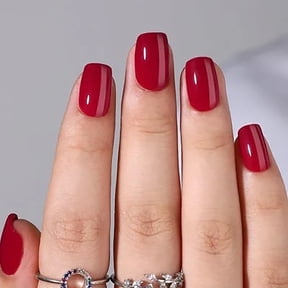 CurvLife Fiery Red Press-On Nails - 30PCS Short Square, Minimalist Solid Color, Non-Toxic & Reusable