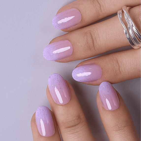 CurvLife Lavender Veil Press-On Nails - 30PCS, Oval, Easy Apply, Non-Toxic & Reusable