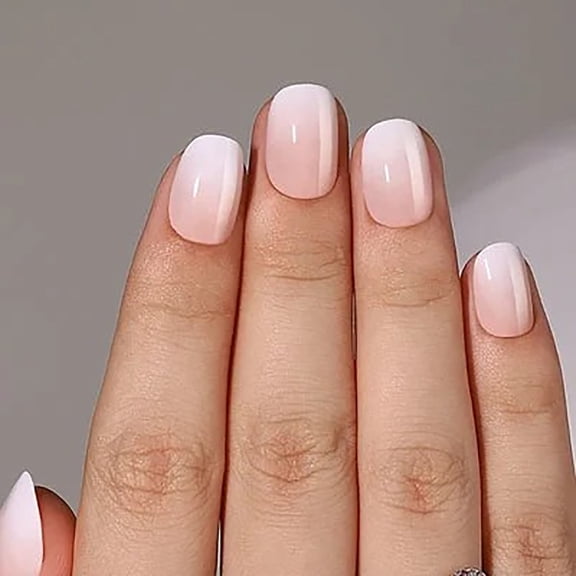 CurvLife Lotus Gleam Press-On Nails - 30PCS Short Square, Minimalist Gradient Design, Non-Toxic & Reusable