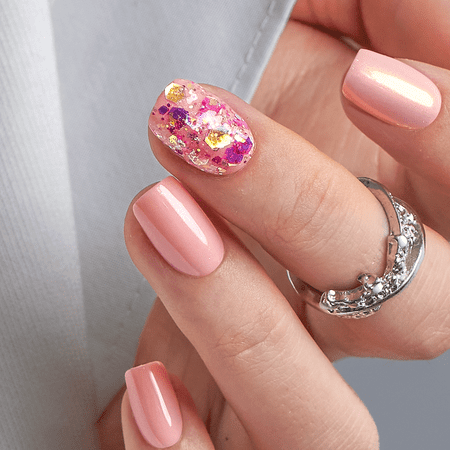 CurvLife Lovely Pearl Dream Press-On Nails - 30PCS, Squoval, Easy Apply, Non-Toxic & Reusable