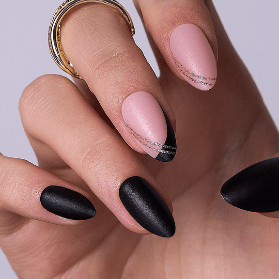 CurvLife Matte Night Press-On Nails - 30PCS, Almond, Easy Apply, Non-Toxic & Reusable