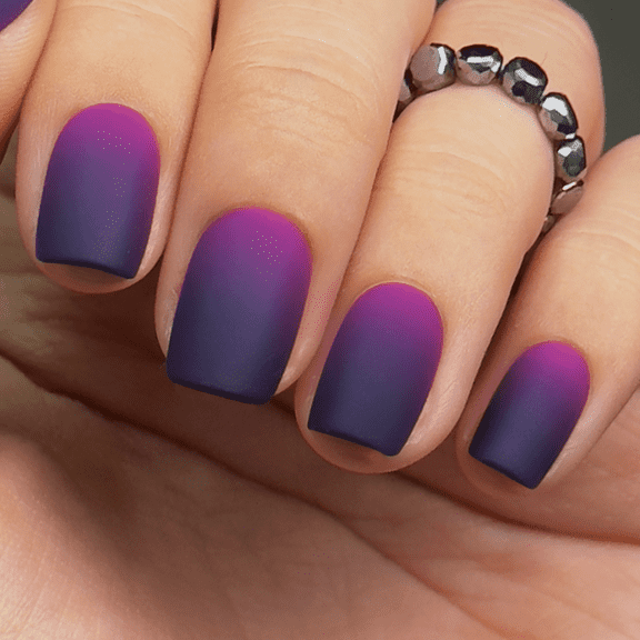 CurvLife Matte Purple Gradient Press-On Nails - 30PCS, Squoval, Easy Apply, Non-Toxic & Reusable