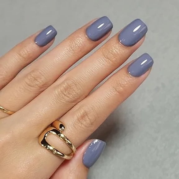 CurvLife Misty Lilac Grace Press-On Nails - 30PCS Short Round Square, Minimalist Solid Color, Non-Toxic & Reusable