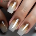 thumbnail image 1 of CurvLife Mocha Veil Press-On Nails - 30PCS Medium Square, Mocha Brown Gradient, Non-Toxic & Reusable, 1 of 4