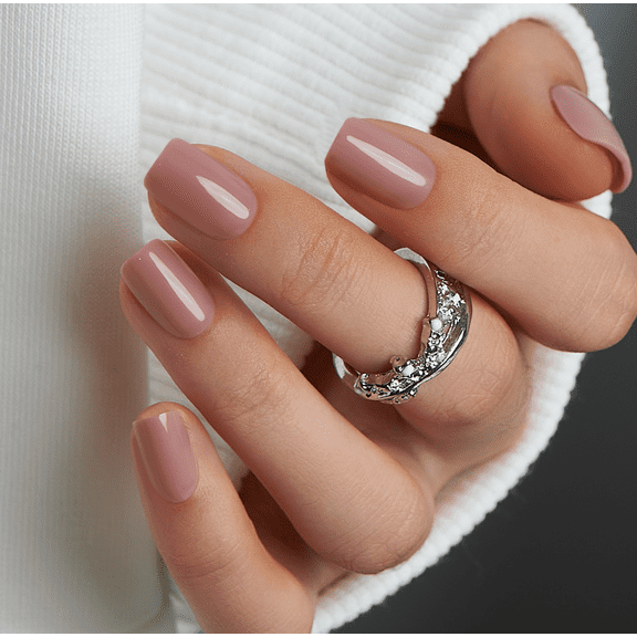 CurvLife Natural Skin Tone Press-On Nails - 30PCS, Squoval, Easy Apply, Non-Toxic & Reusable