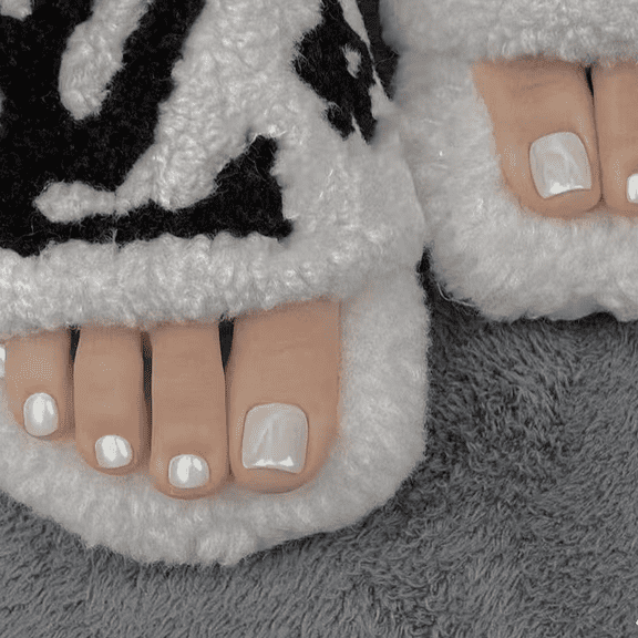 CurvLife Pearl Sheen Press-On Nails - 30PCS, Square, Easy Apply, Non-Toxic & Reusable