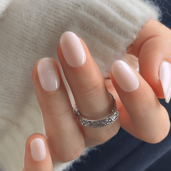 CurvLife Pure Tint Press-On Nails - 30PCS, Oval, Easy Apply, Non-Toxic & Reusable