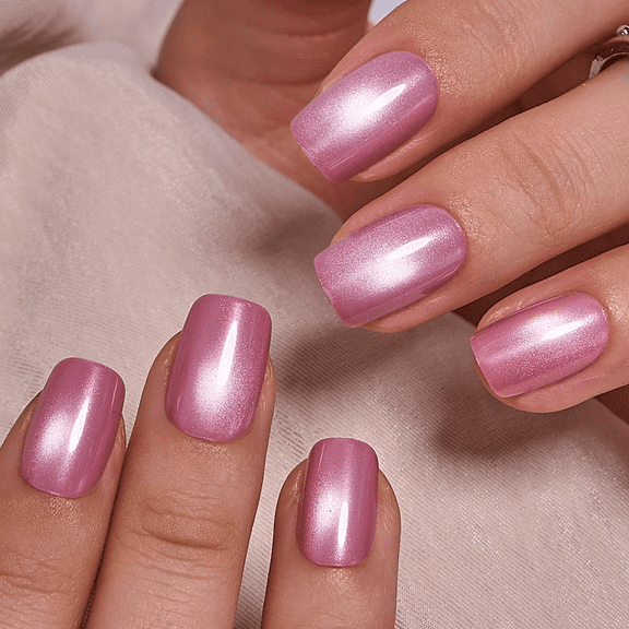 CurvLife Rose Aurora Press-On Nails - 30PCS, Squoval, Easy Apply, Non-Toxic & Reusable