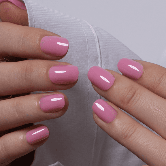 CurvLife Rose Cloud Press-On Nails - 30PCS, Oval, Easy Apply, Non-Toxic & Reusable