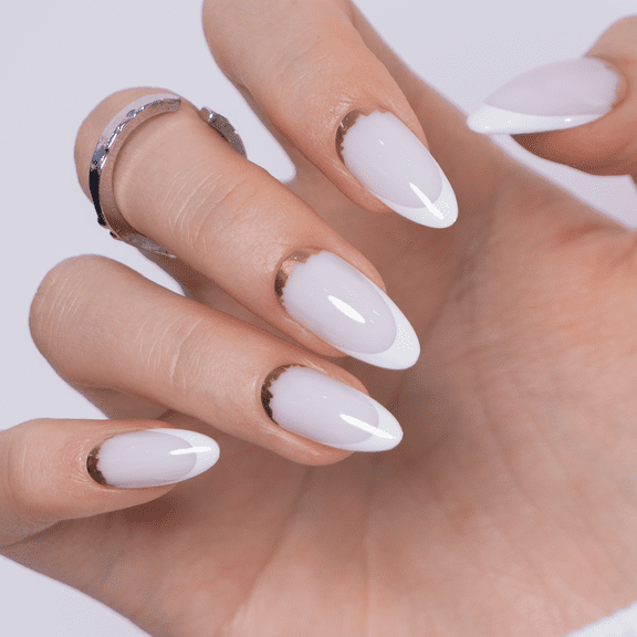 CurvLife Royal Crescent Press-On Nails - 30PCS, Almond, Easy Apply, Non-Toxic & Reusable