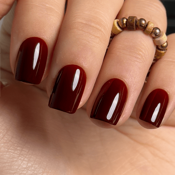 CurvLife Ruby Shine Glam Press-On Nails - 30PCS, Squoval, Easy Apply, Non-Toxic & Reusable